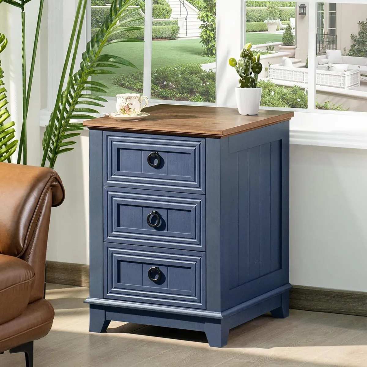 Farmhouse Nightstand 16 Inch End Table with 3 - Image 4