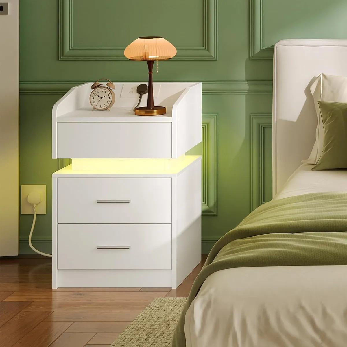 Bedside Table with 20-Color LED Lights 3-Drawer - Image 2