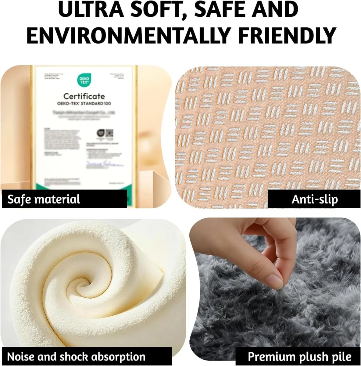 Rugs Living Room 160 x 230 cm Dark Grey Washable - Image 2