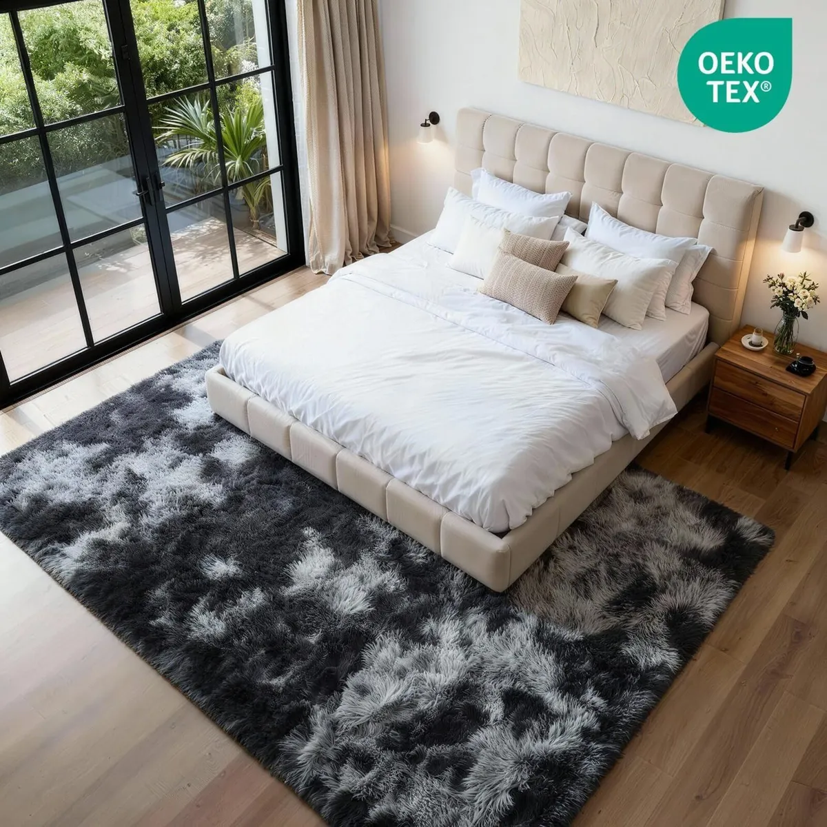 Rugs Living Room 160 x 230 cm Dark Grey Washable - Image 3