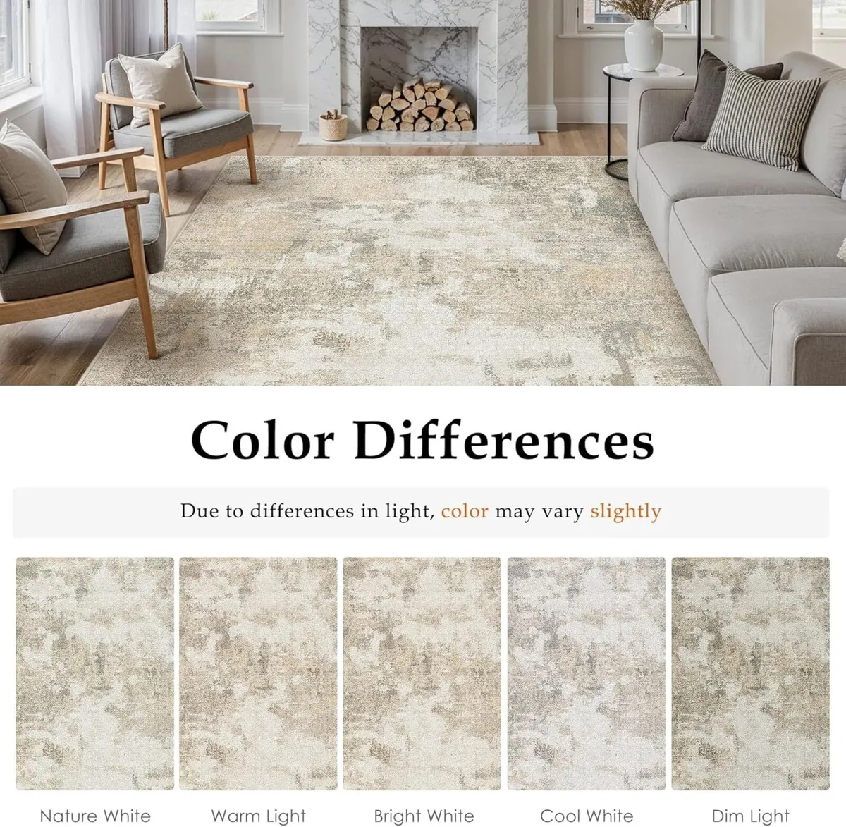 Beige Area Rug Modern Abstract Rugs Living Room - Image 2