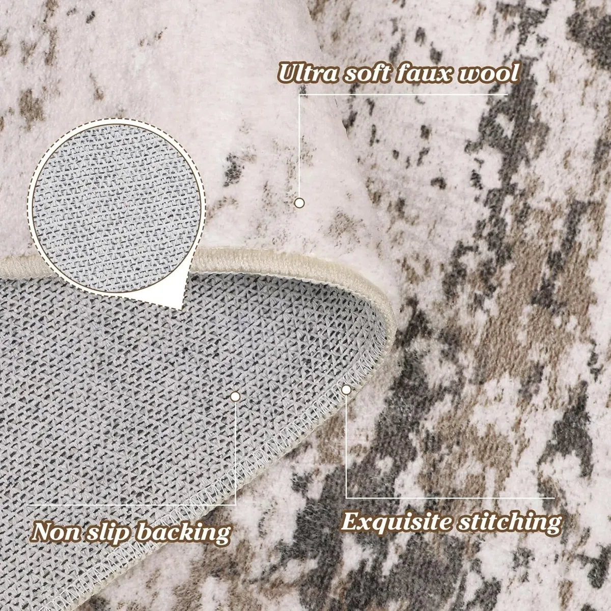 Washable Rugs Living Room Large 160x230cm Taupe - Image 3