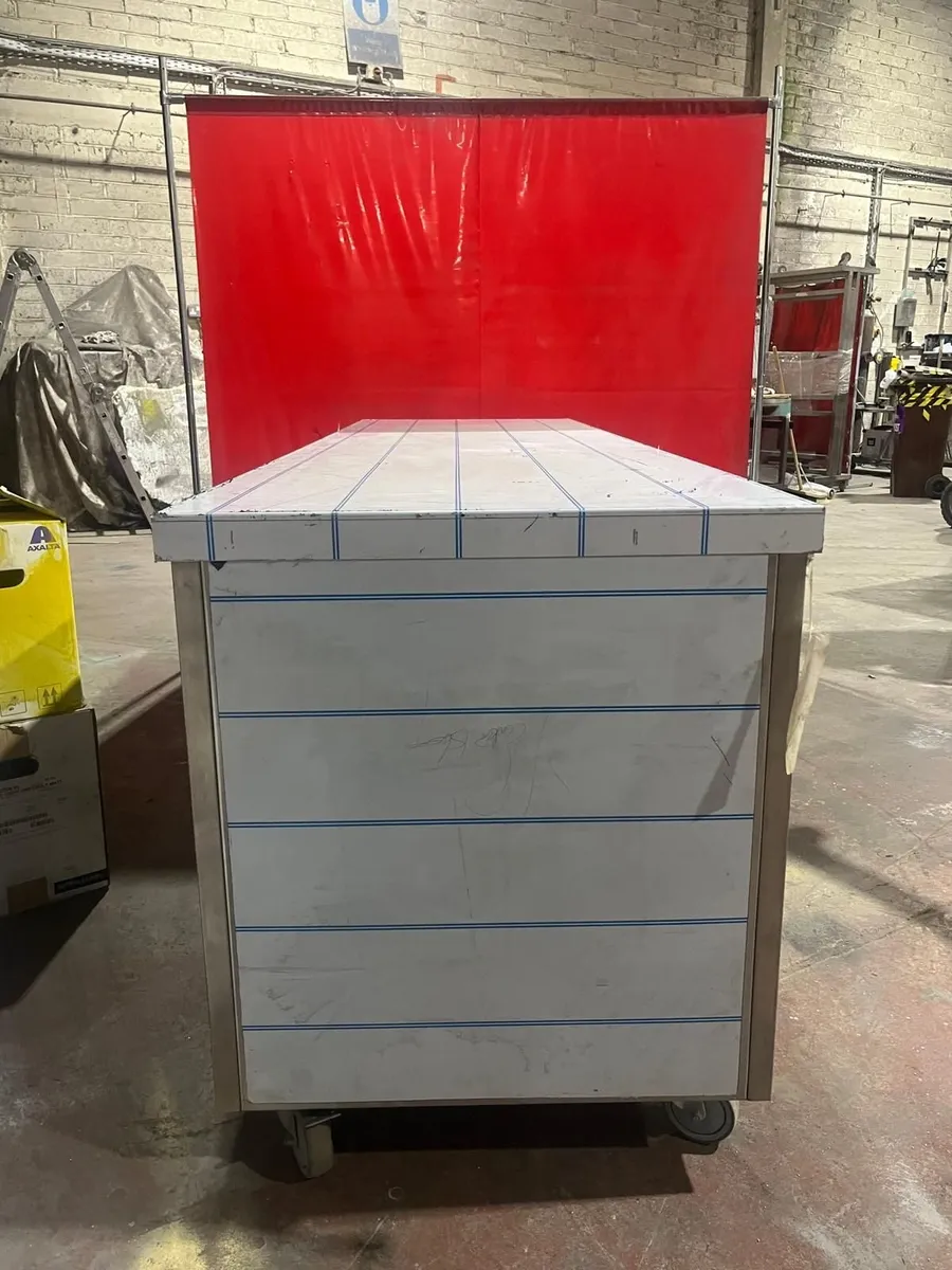 long enclosed storage island prep table - Image 3