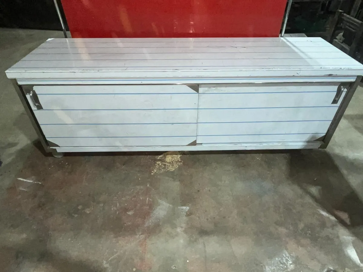 long enclosed storage island prep table - Image 4