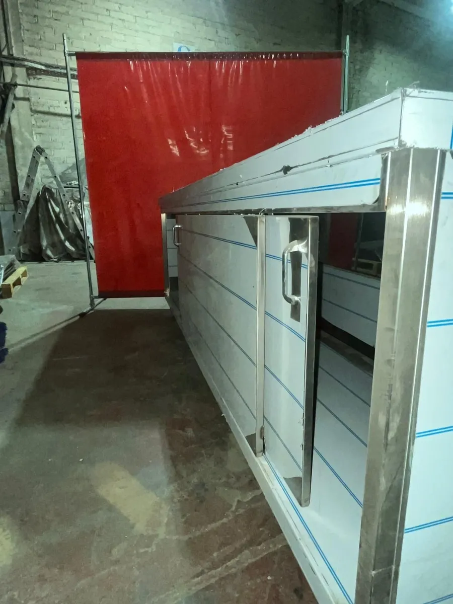 long enclosed storage island prep table - Image 2