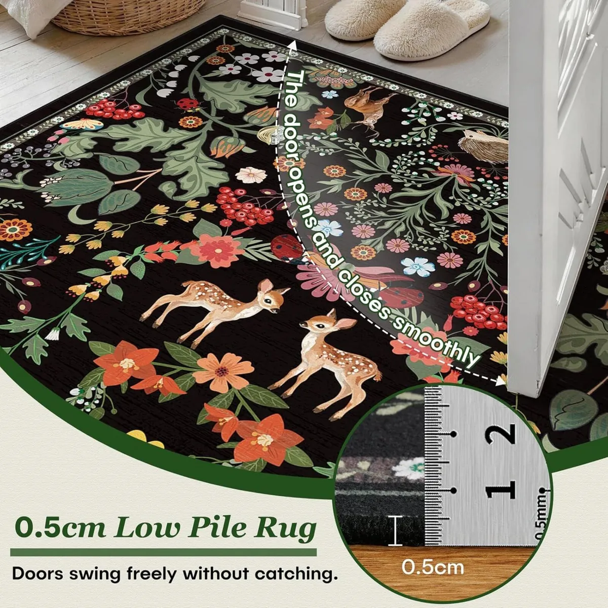 Washable Rugs Living Room 160x230cm Black Large - Image 2