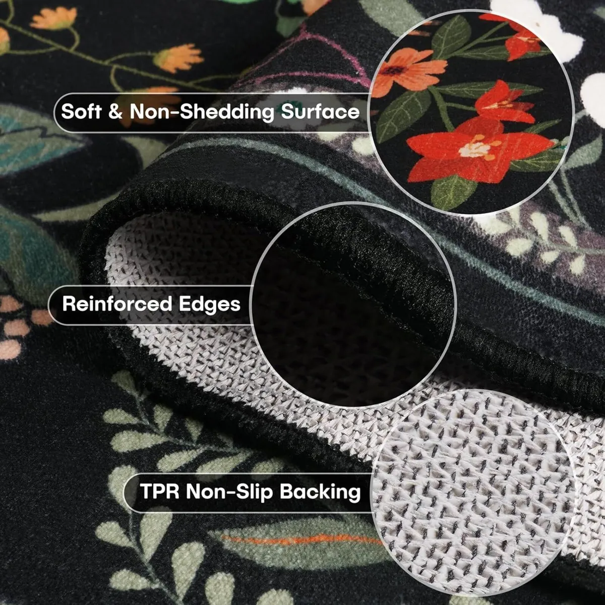 Washable Rugs Living Room 160x230cm Black Large - Image 3