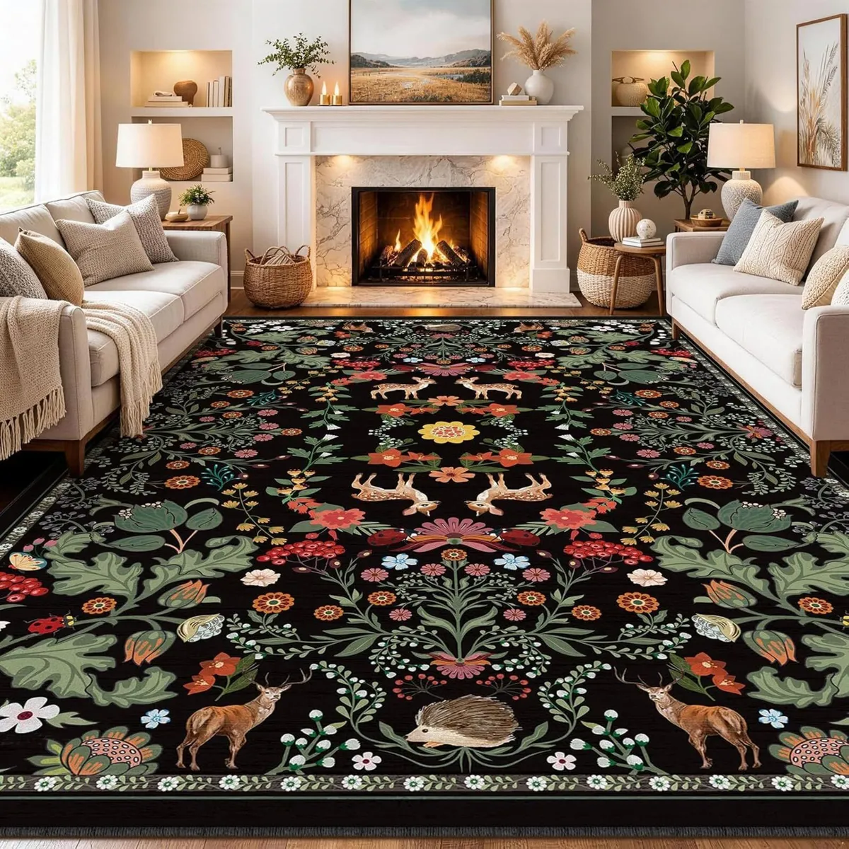 Washable Rugs Living Room 160x230cm Black Large - Image 1