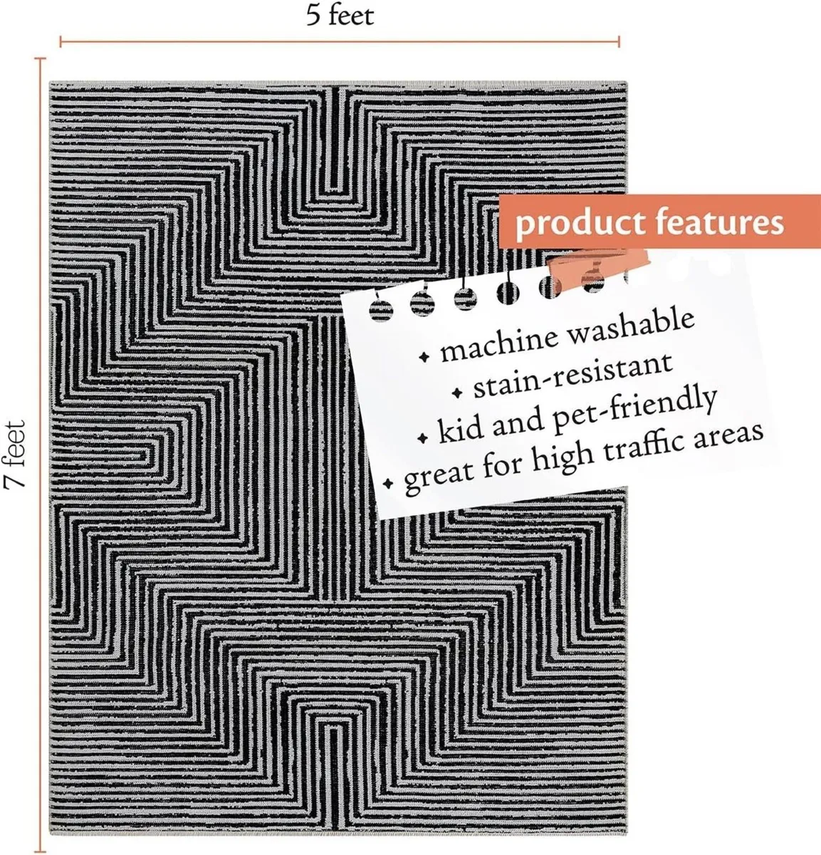 Washable Area Rug Stain Resistant Easy to Clean - Image 2