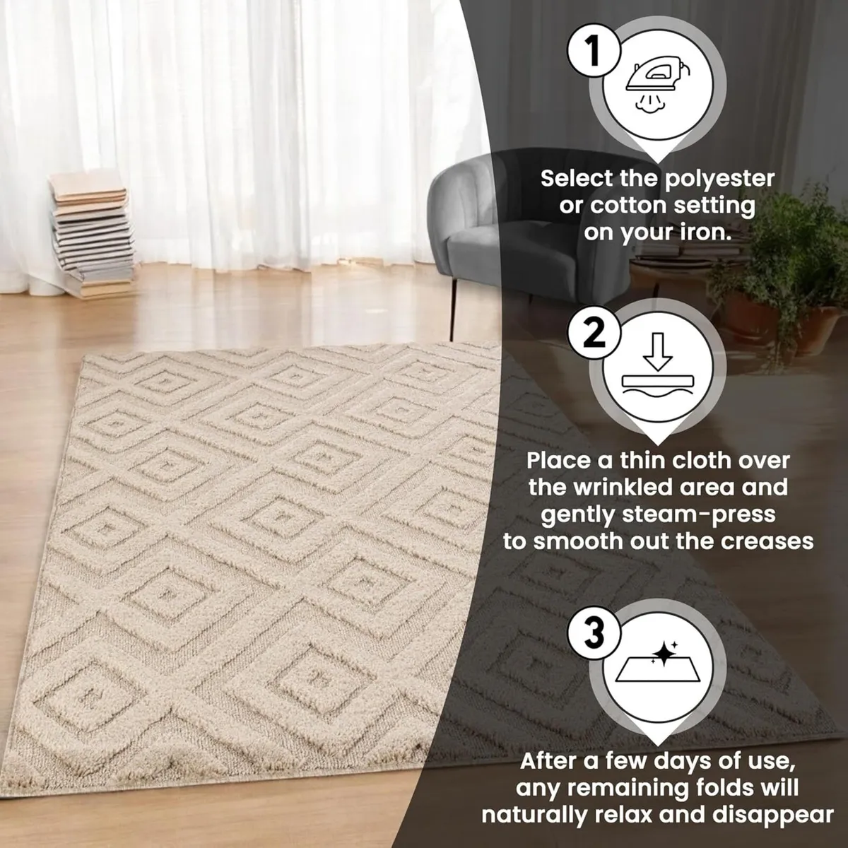 Washable Area Rug 160 x 230 cm Non-Slip Carpet - Image 4