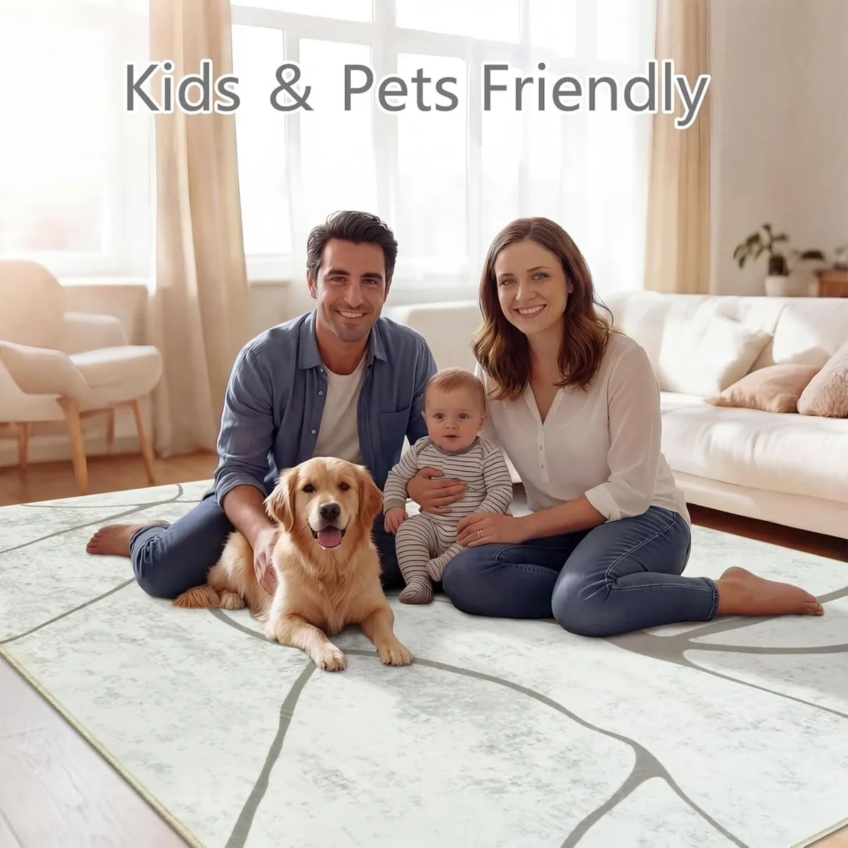 Rugs Living Room Beige Grey Large For Bedroom - Image 3