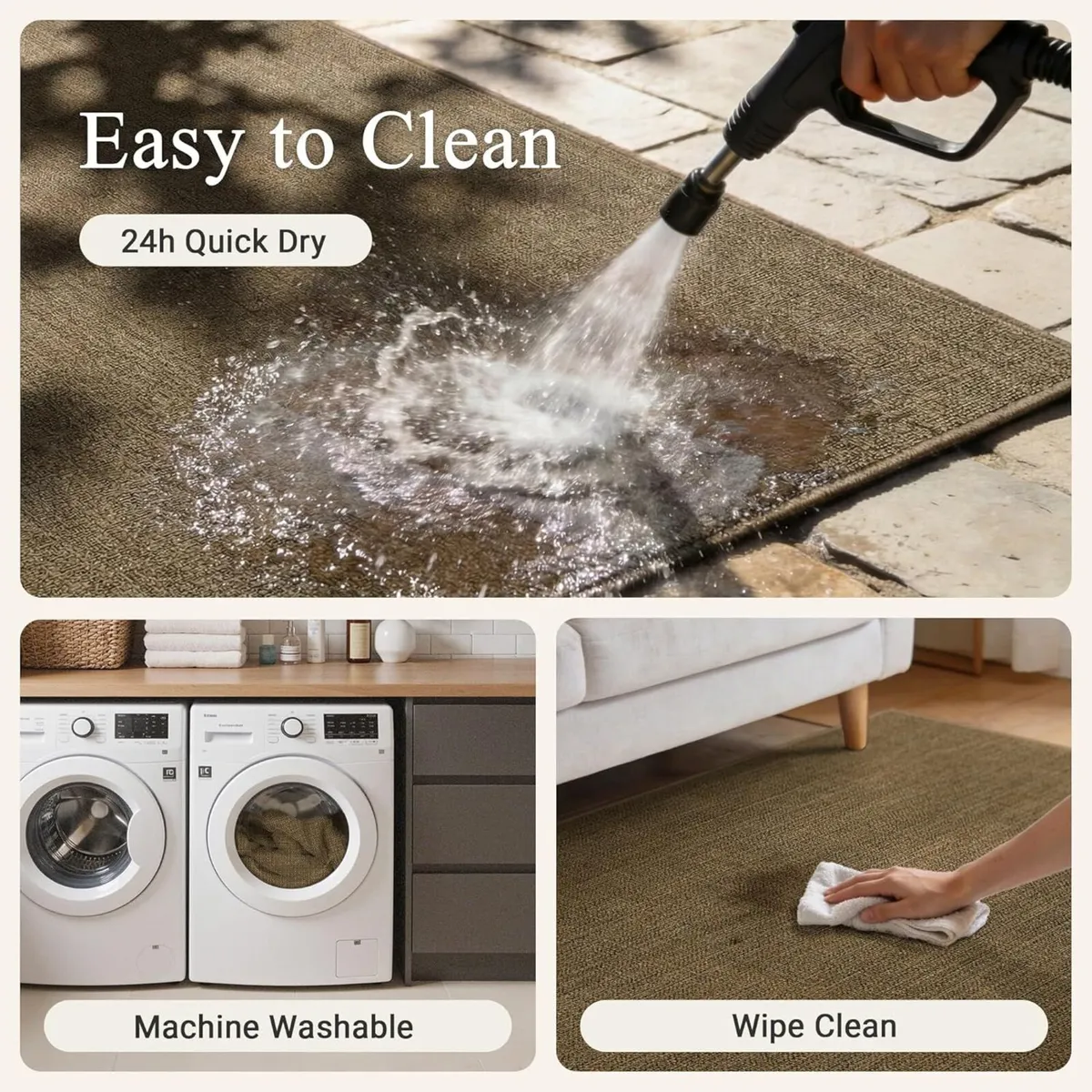 Indoor Outdoor Re-Jute Rug Washable Non Slip - Image 3