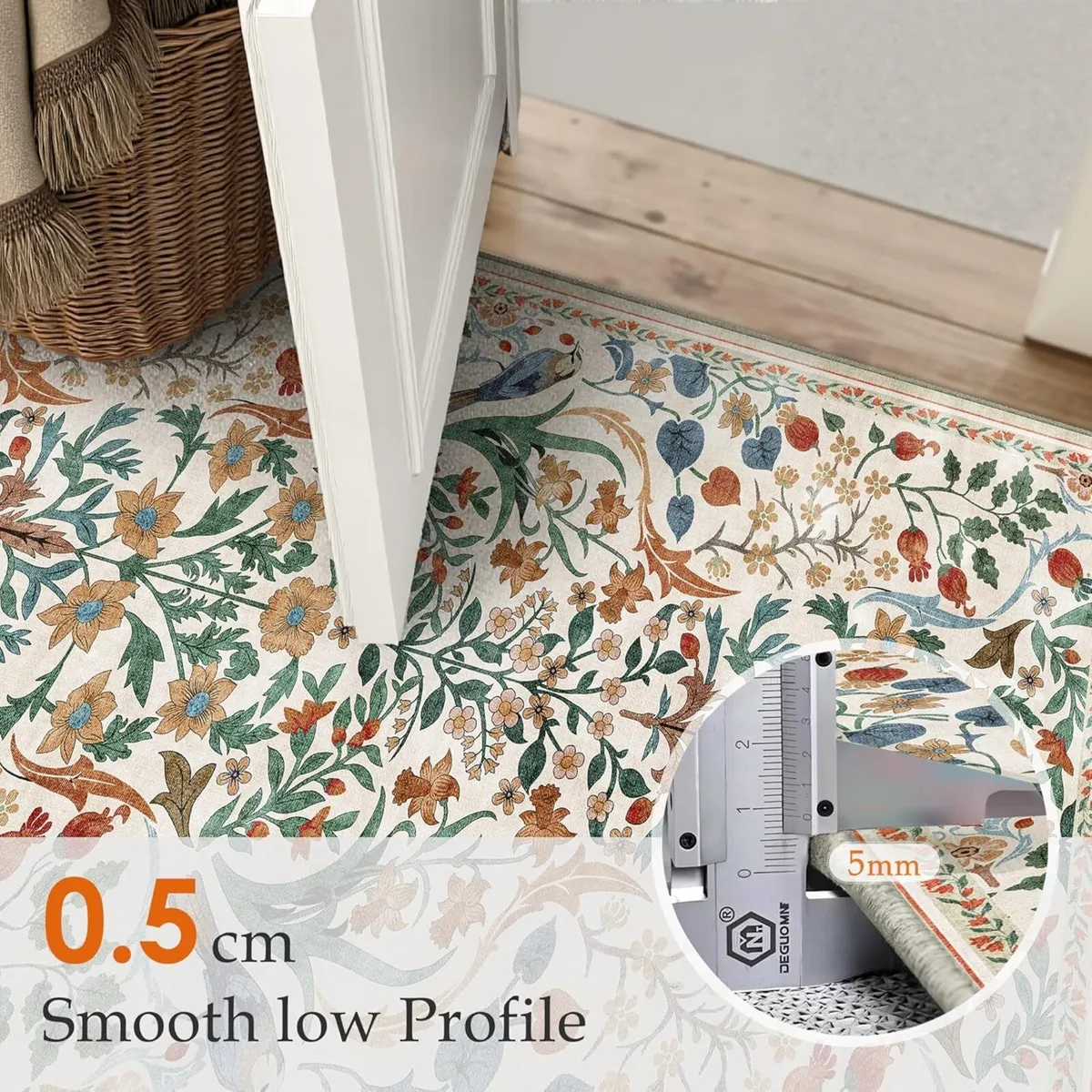 Rugs Living Room 200x300 cm Floral Washable Non - Image 3