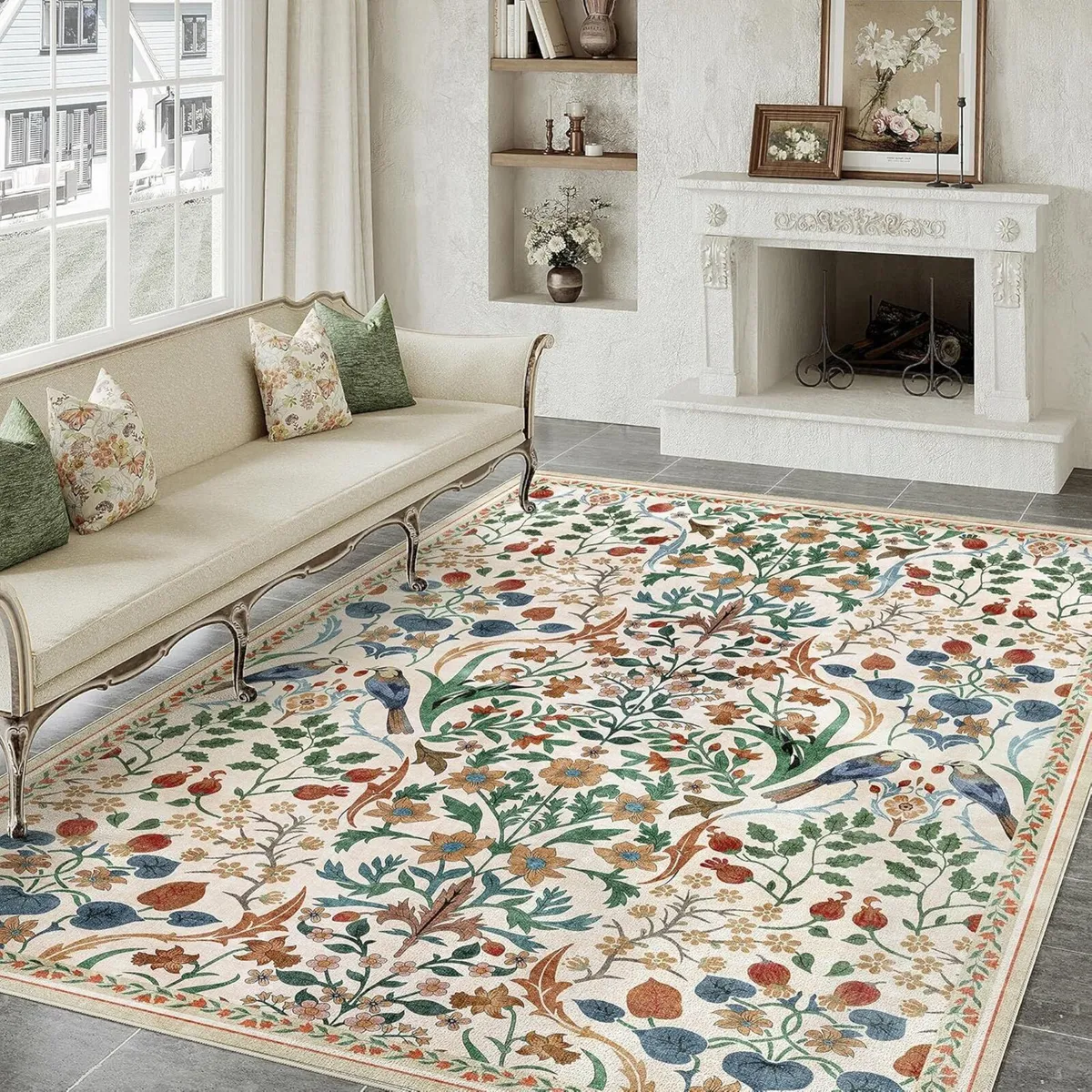Rugs Living Room 200x300 cm Floral Washable Non - Image 4