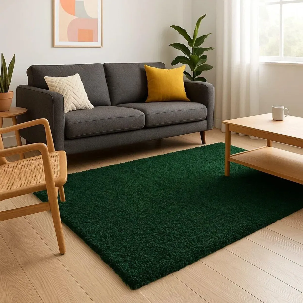 Emerald Green Rug Soft Plush Pile High-Density - Image 2