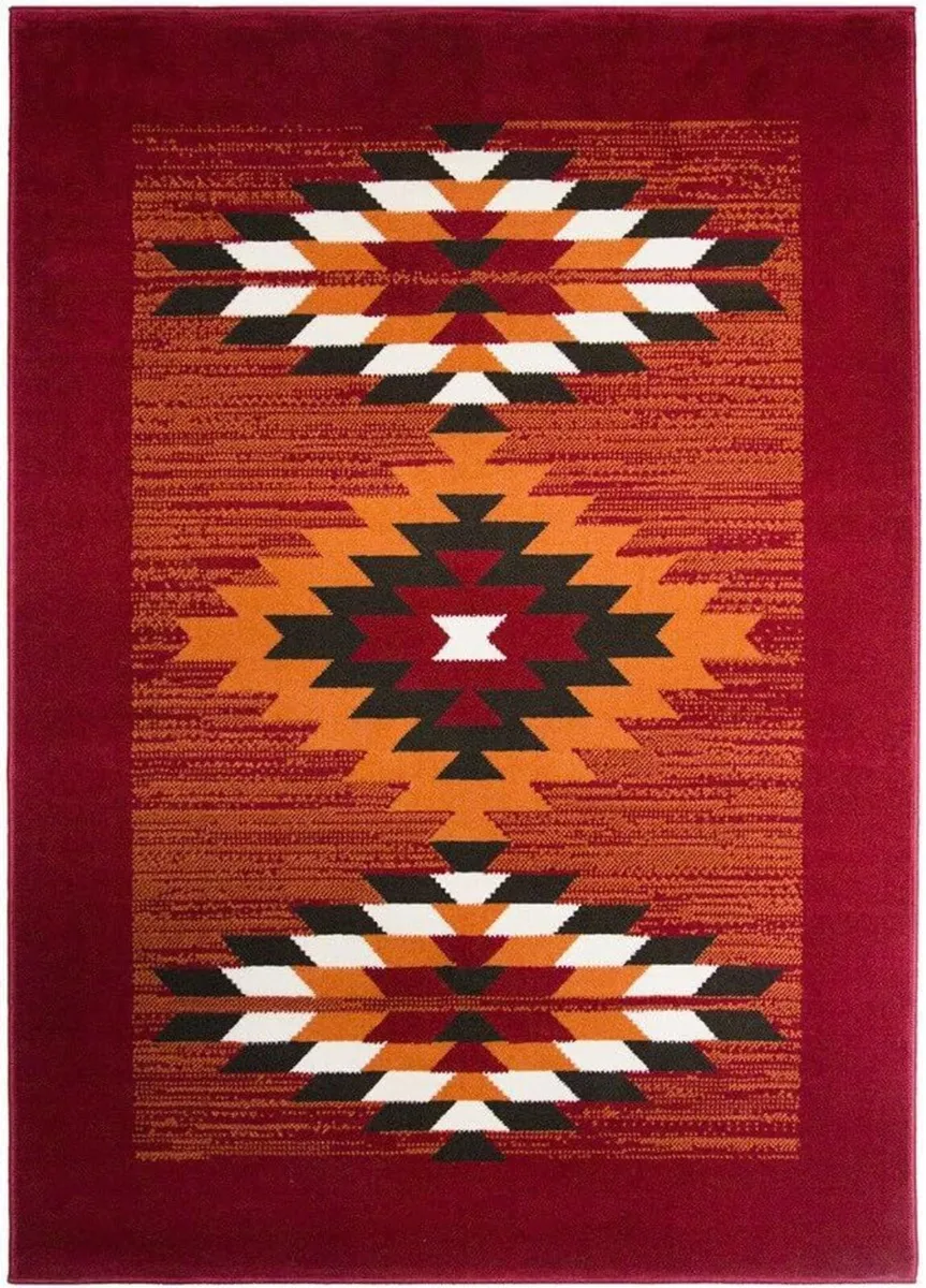Milan Red Terracotta Brown Off-White Boho Aztec