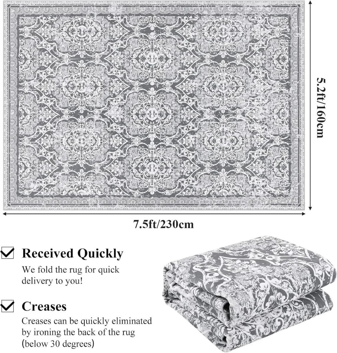 Extra Large Rugs for Living Room 160 x 230cm Non - Image 2