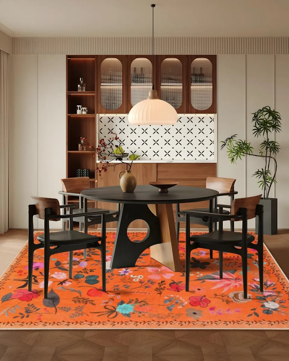 Rugs for Living Room Floral 5x7 Non Slip Machine - Image 1