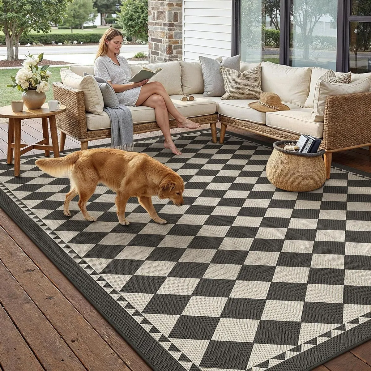 Outdoor Rug 160x230cm Rugs Living Room Garden - Image 3