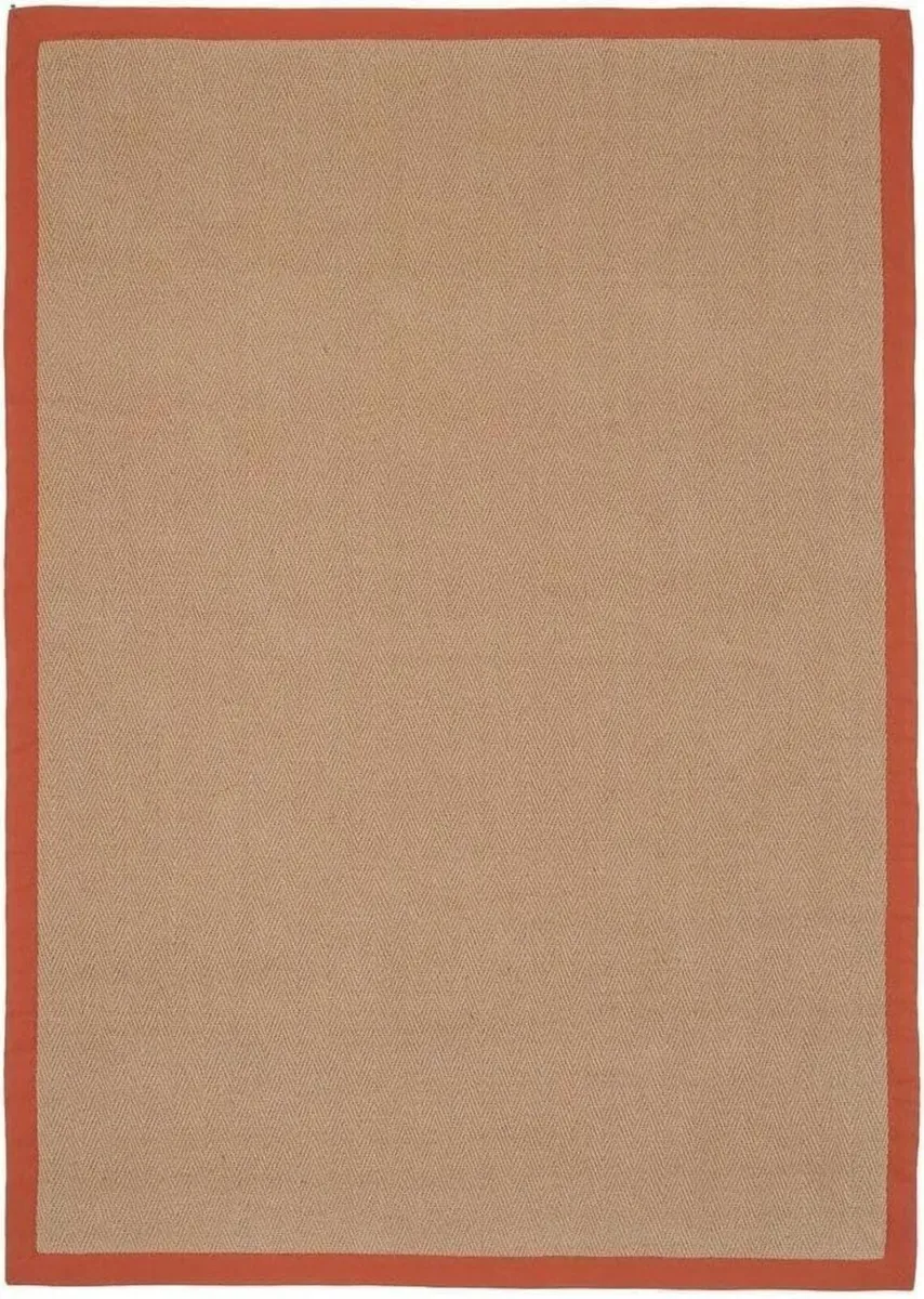 Natural Herringbone Orange Terracotta Cotton - Image 3