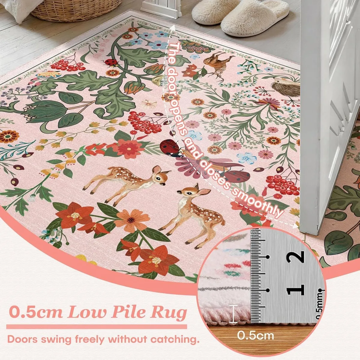 Pink Rugs Living Room 160x230 cm Large Low Pile - Image 3