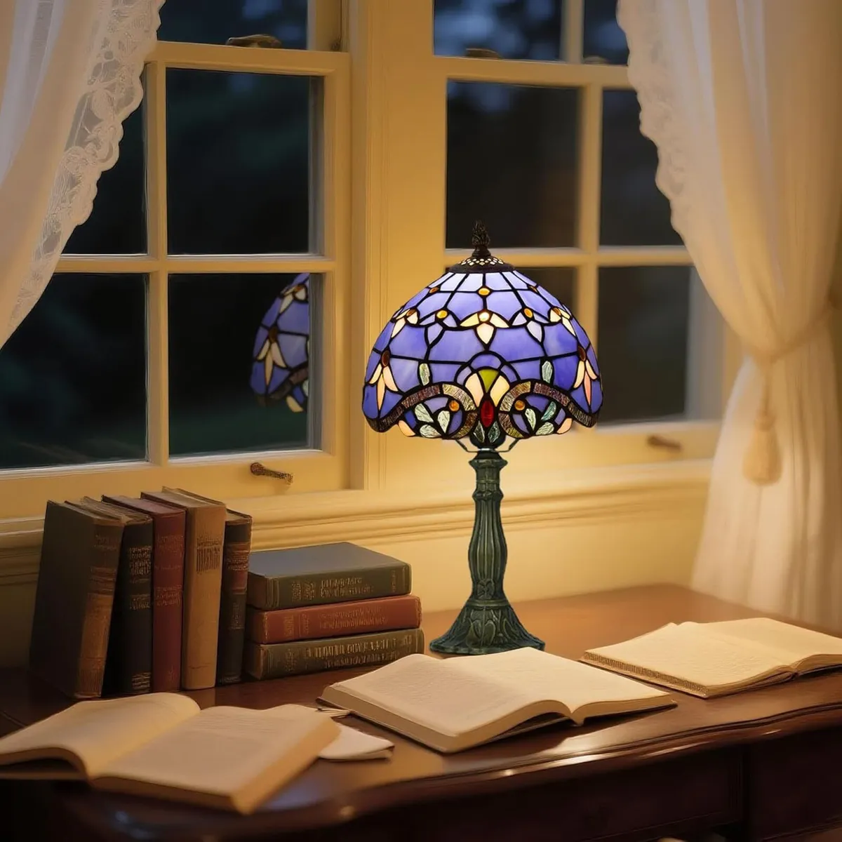 Tiffany Style Table Lamp for Bedroom - Remote - Image 2