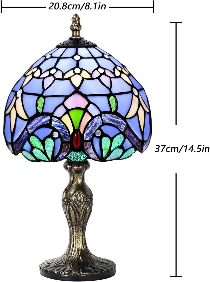 Stained Glass Lamp Table Crystal Bead Style Light - Image 2