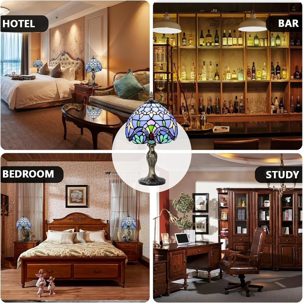 Stained Glass Lamp Table Crystal Bead Style Light - Image 4