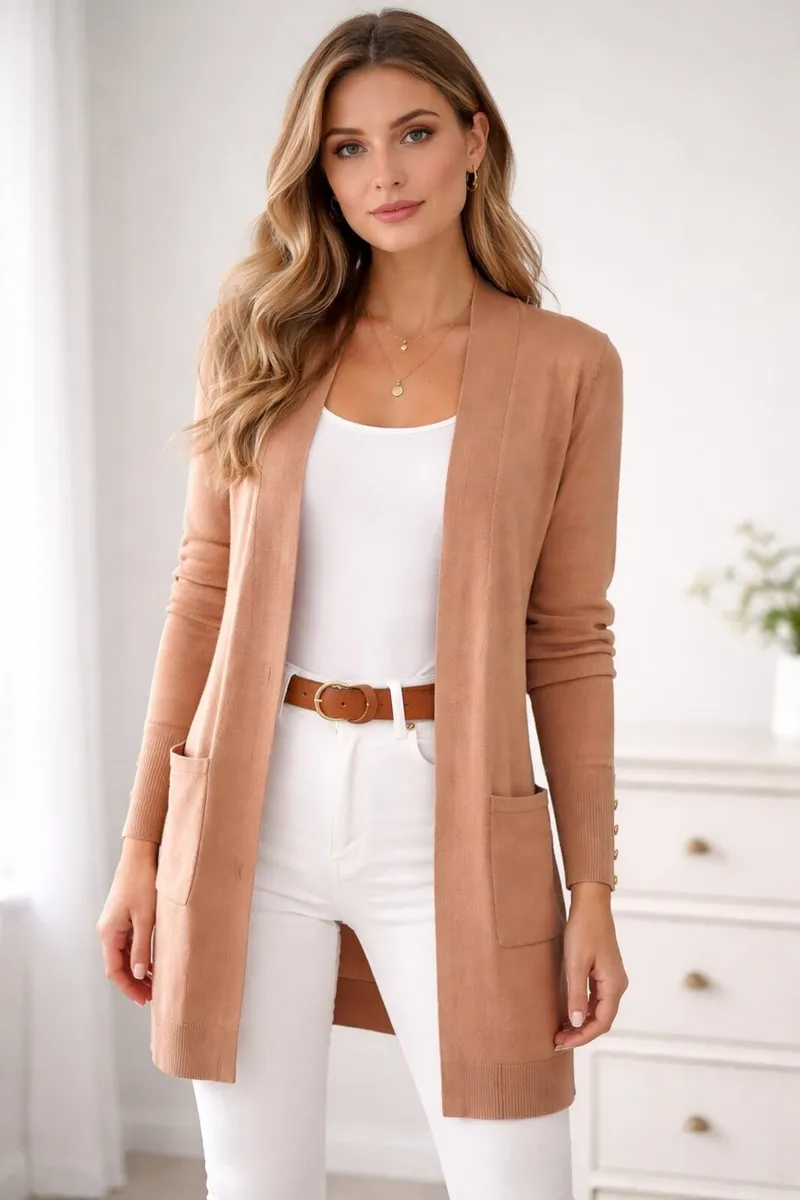 BRAND NEW Ladies Camel Cardigan: Size 10 - Image 1