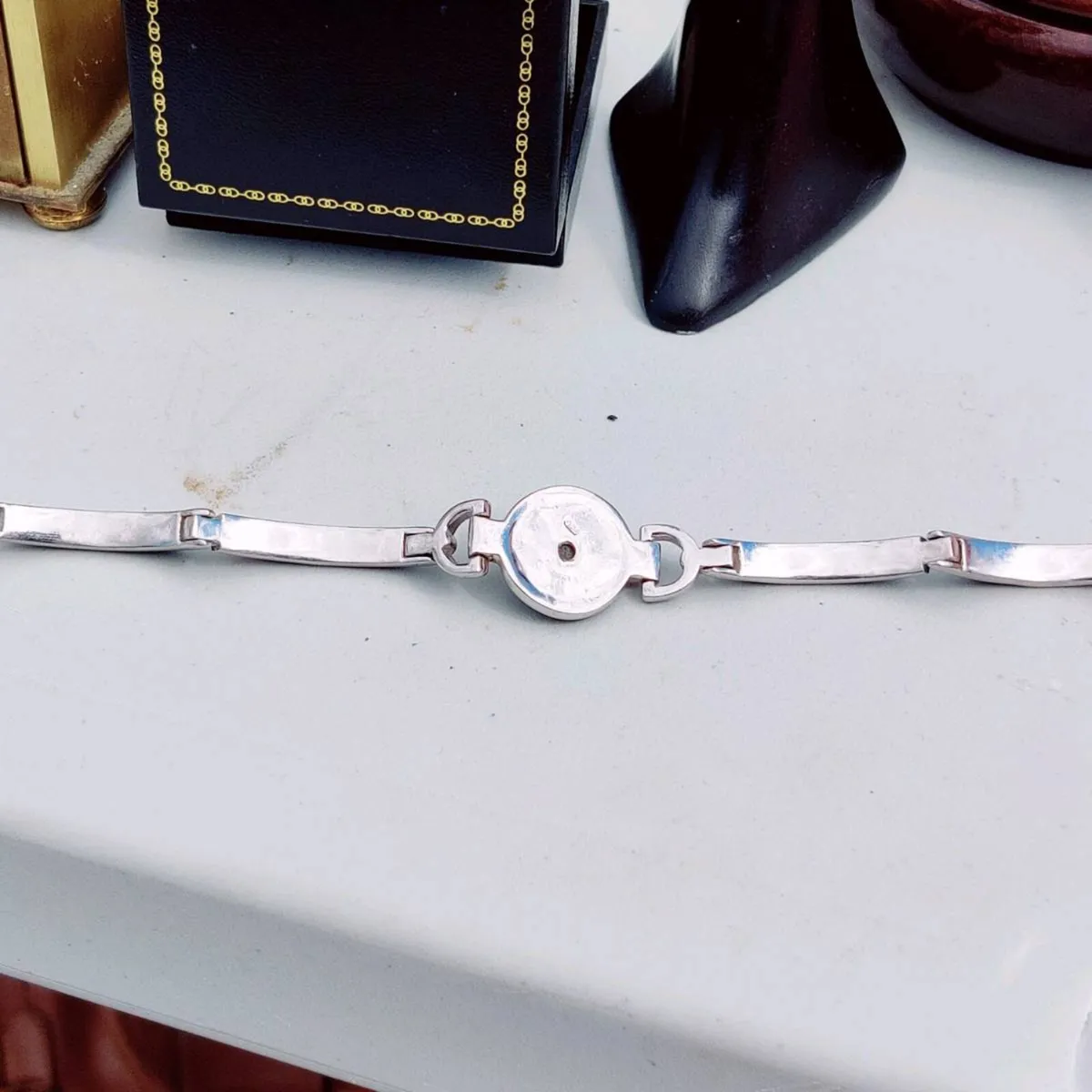 ROUND CHUNKY ONYX, 925 Silver 8"New Heavy Bracelet - Image 4