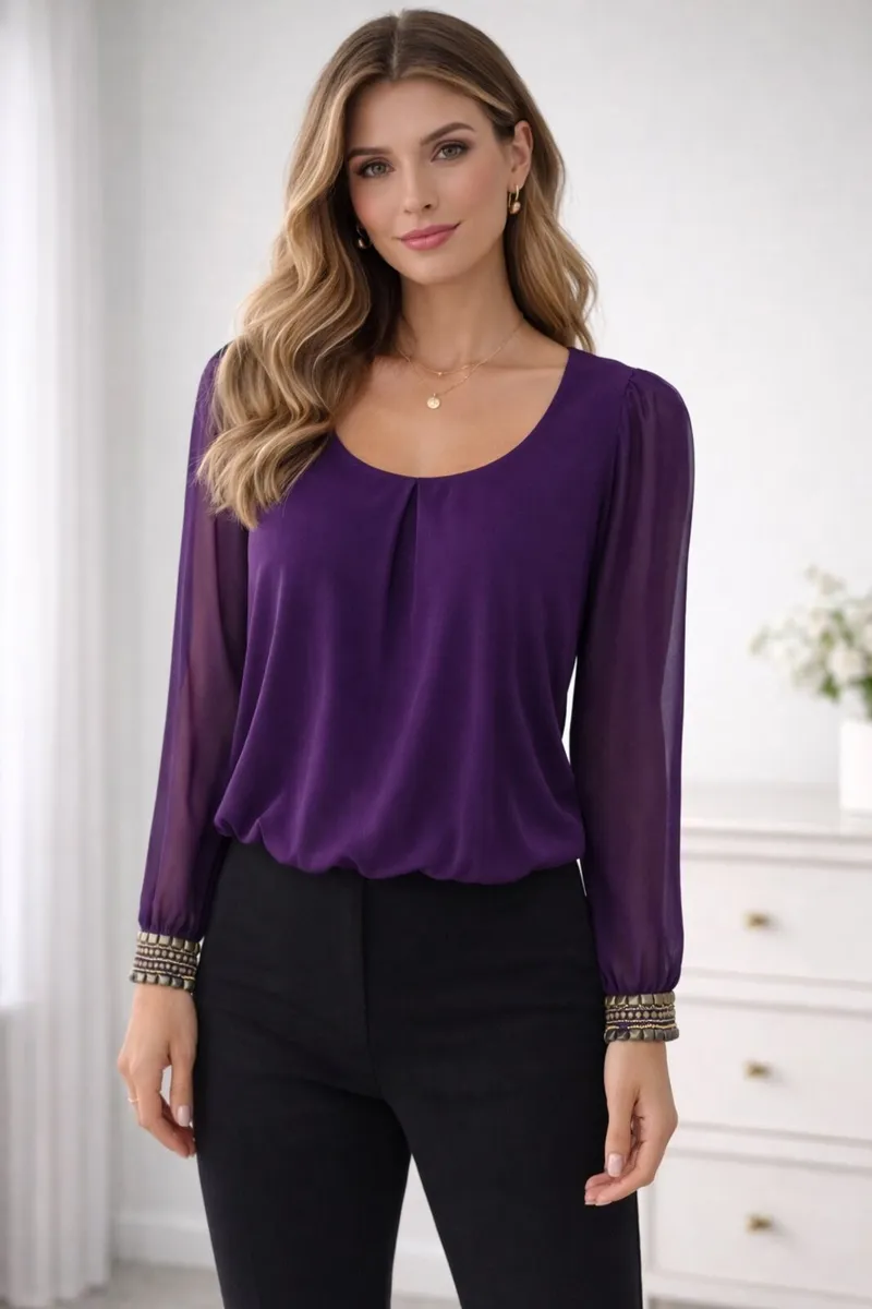 Gorgeous Purple Embellished Top: Size 8 - Image 1