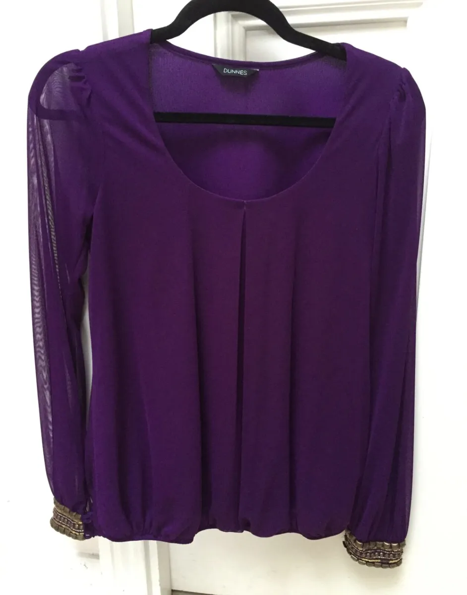 Gorgeous Purple Embellished Top: Size 8 - Image 3