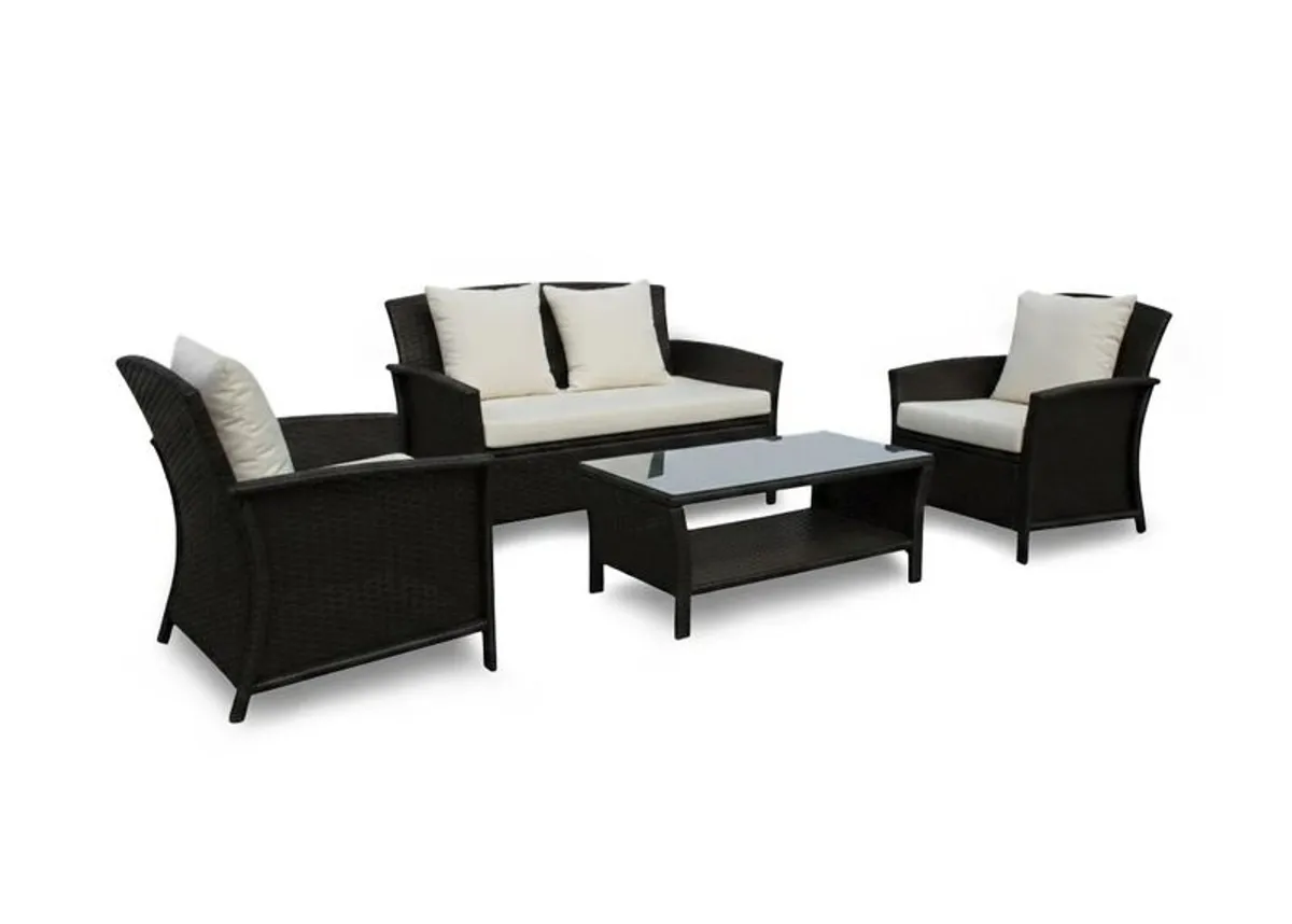 Newport Garden Sofa Set 4 Seater Rattan Outdoor Furniture + Table Patio Terrace Set - Image 3