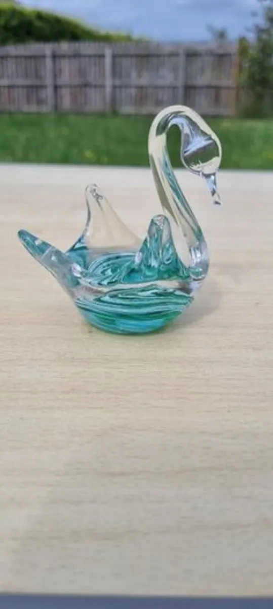 Vintage Isle of Man St. John's Crystal Swan - Image 3