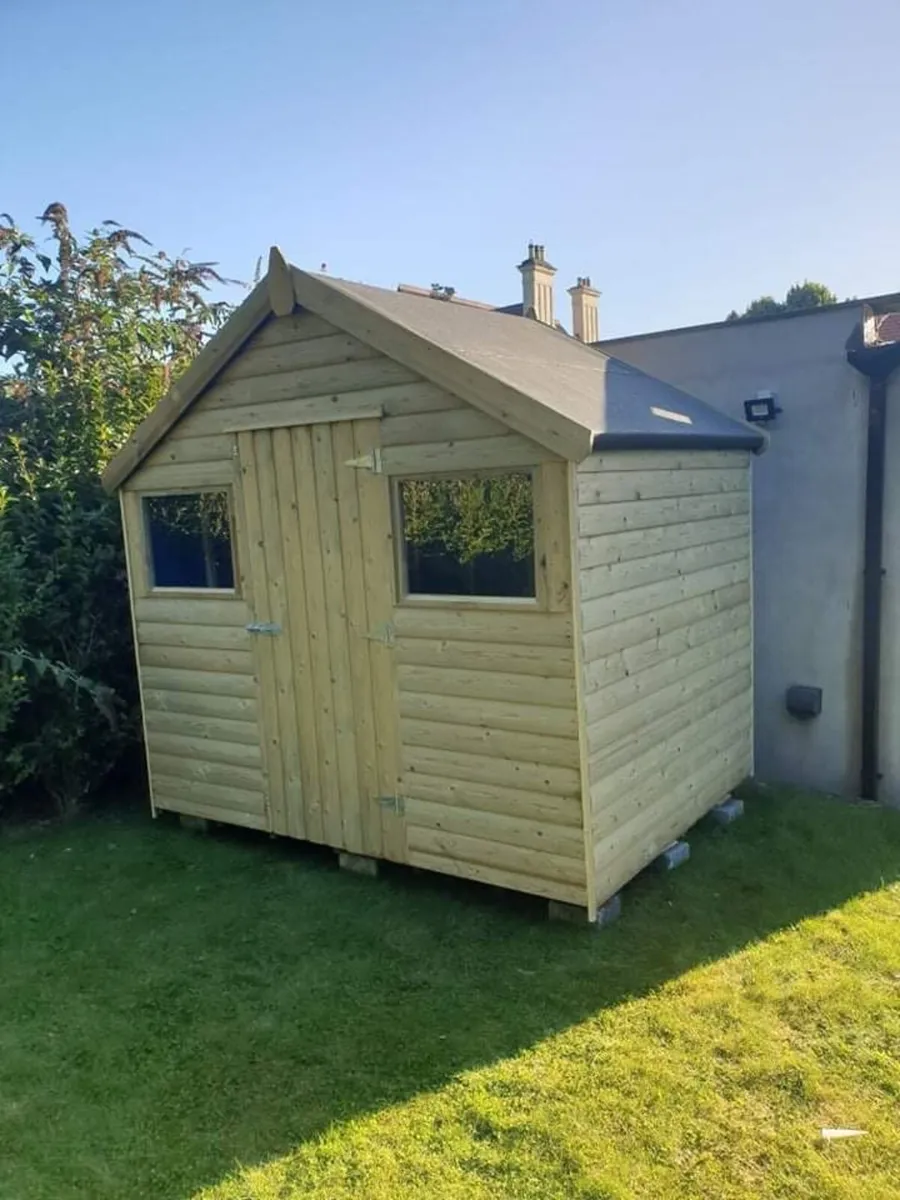 8ft x 5ft Pressure Treated Wooden Shed – Like New - Image 1