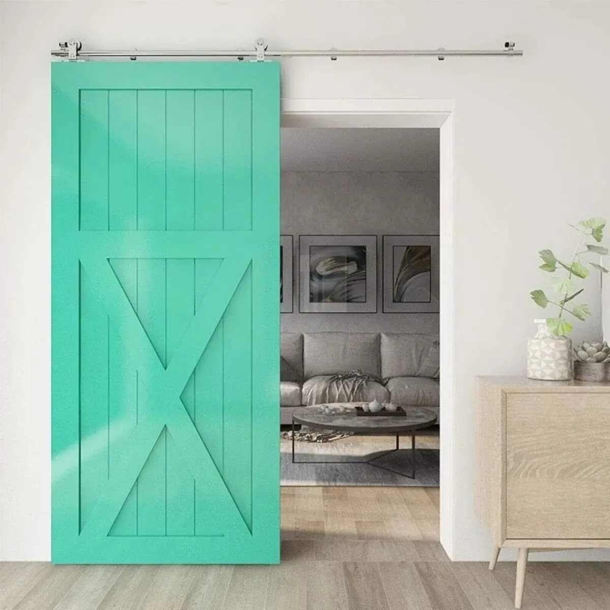 183CM/6FT Sliding Door Barn Kit with Hanging Rail - Image 3