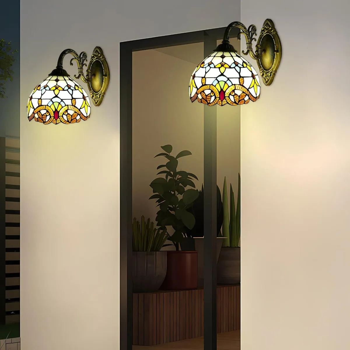 Tiffany Style Wall Lamp Baroque Stained Glass - Image 3