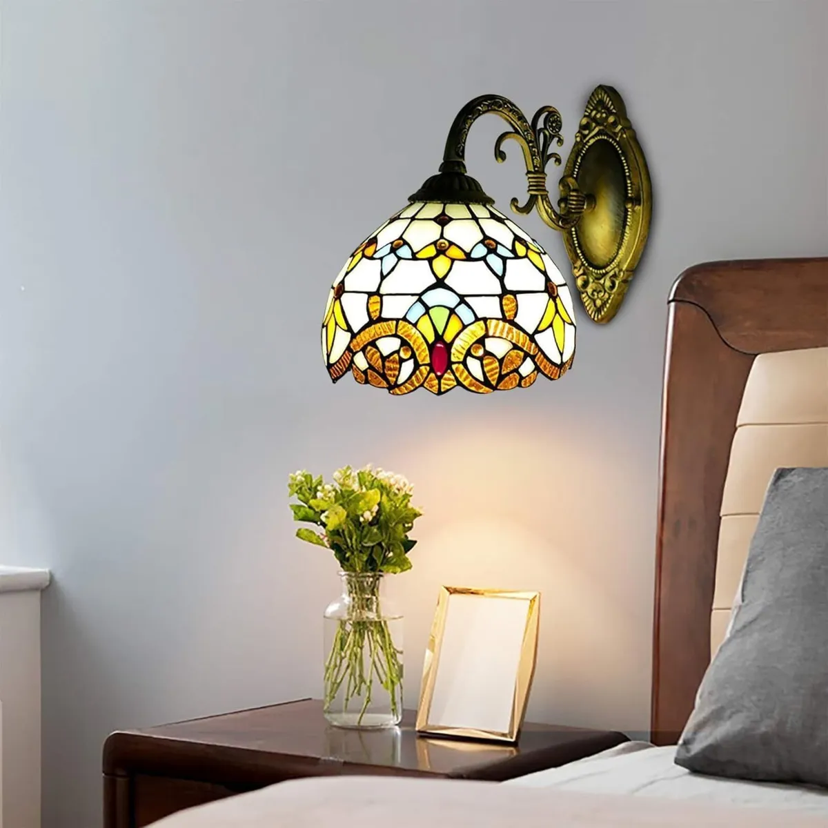 Tiffany Style Wall Lamp Baroque Stained Glass - Image 4