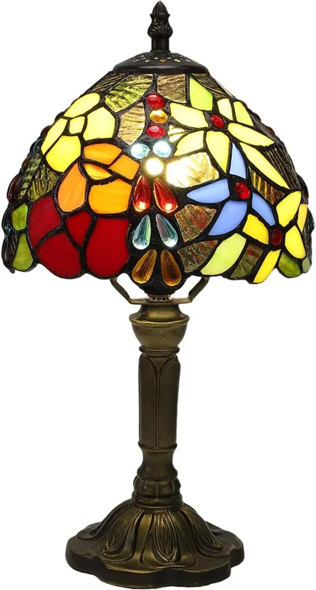 flysclean Tiffany Lamp Rose Flower Stained Glass - Image 1