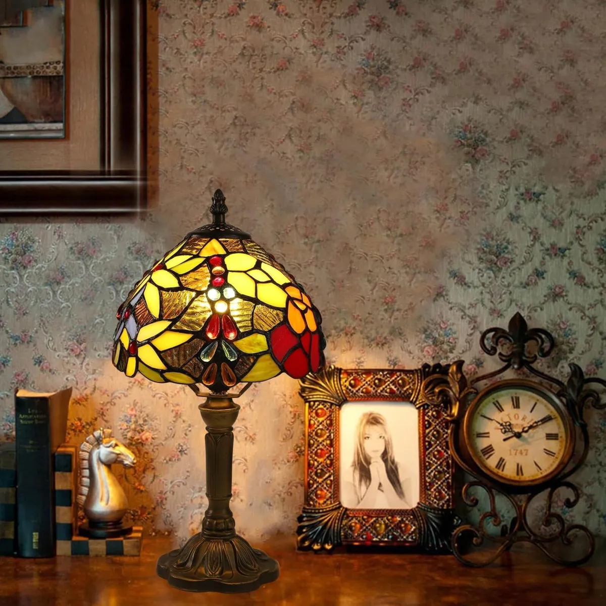 flysclean Tiffany Lamp Rose Flower Stained Glass - Image 4