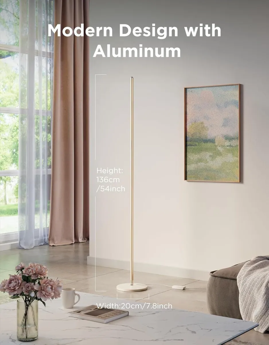 RGBIC Floor Lamp Gold LED Corner Works with Alexa - Image 2