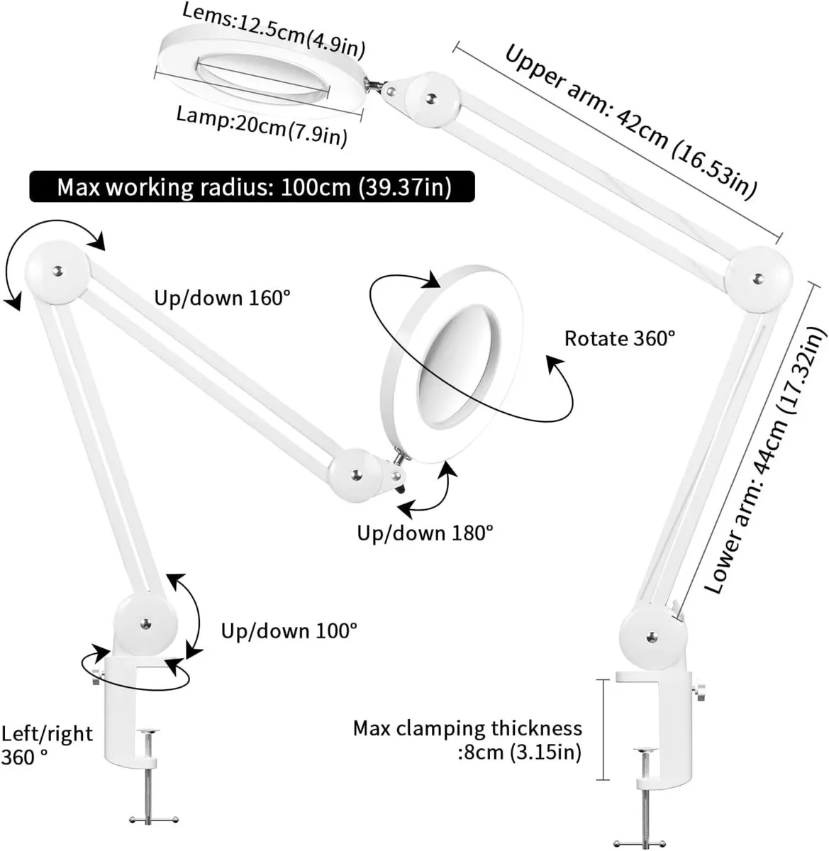 LED Magnifying Lamp Heavy-Duty Workplace Desk 125 - Image 2