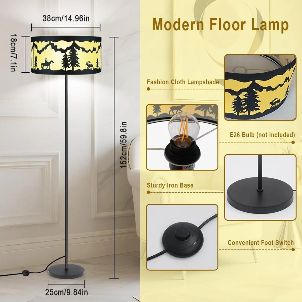 59 Farmhouse Floor Lamps for Living Room Rustic - Image 4