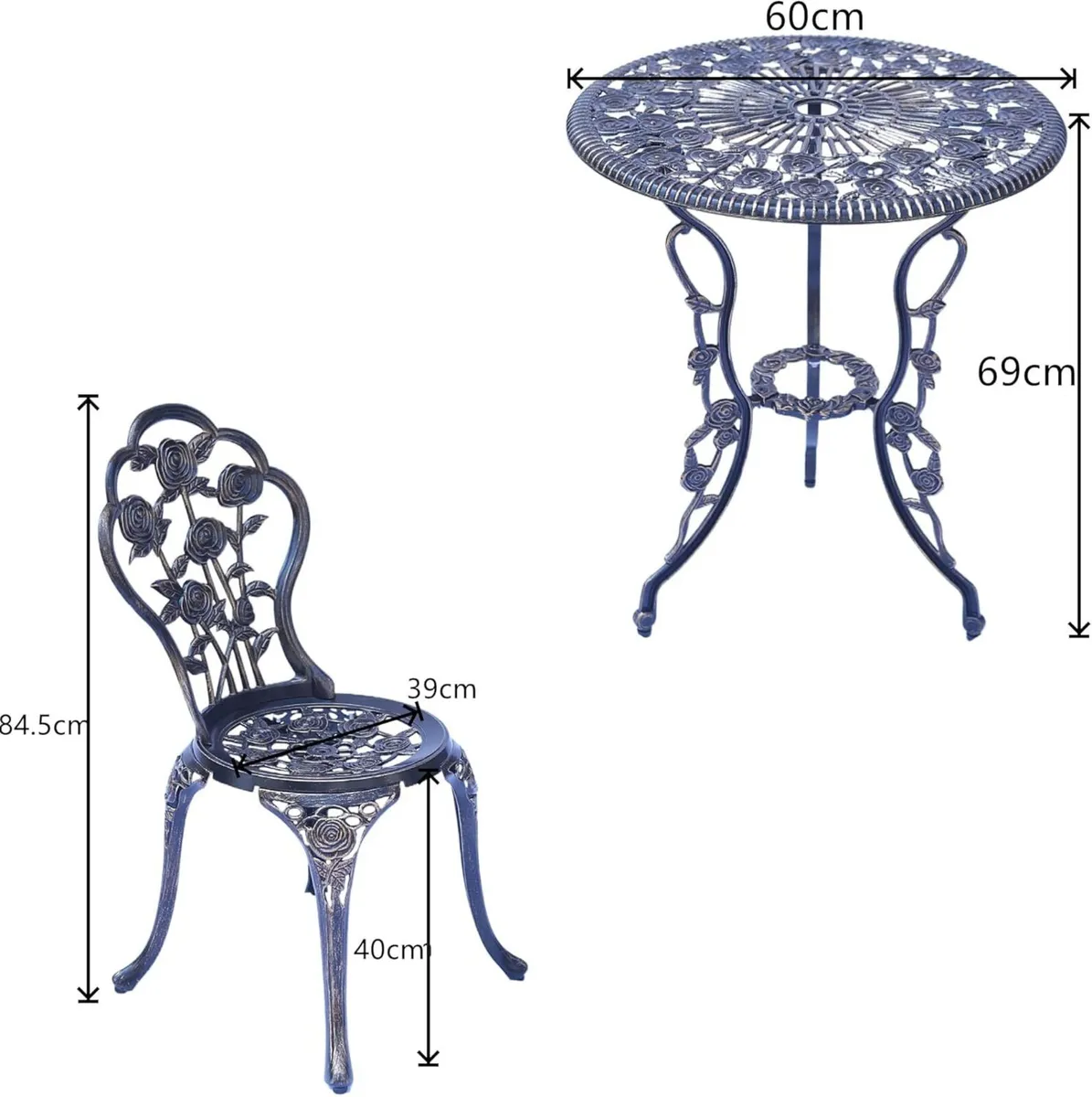 Outdoor Furniture Bistro Set with Rose Pattern 1 - Image 3