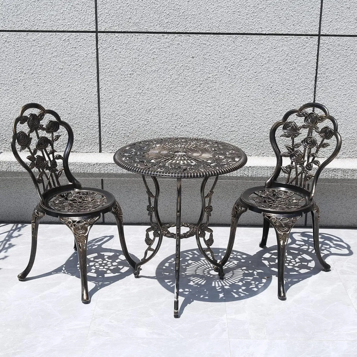 Outdoor Furniture Bistro Set with Rose Pattern 1 - Image 2