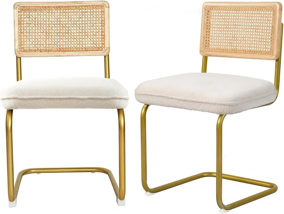 Fleece Dining Chairs Set of 2 Mid-Century Modern - Image 1