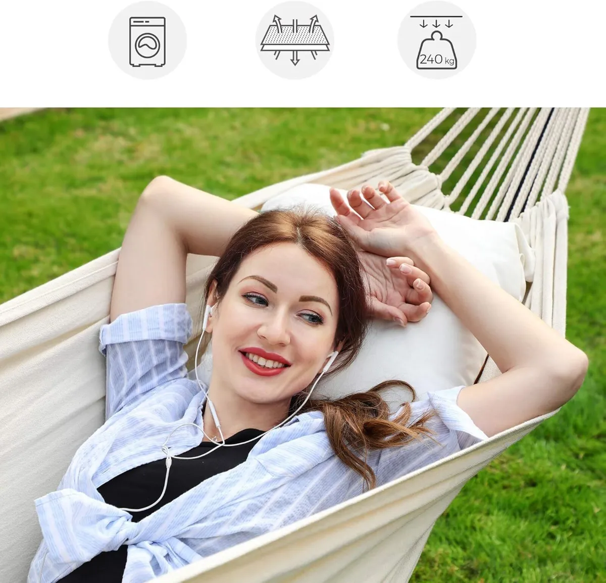 Hammock with Stand 210 x 150 cm 5 Adjustable - Image 3