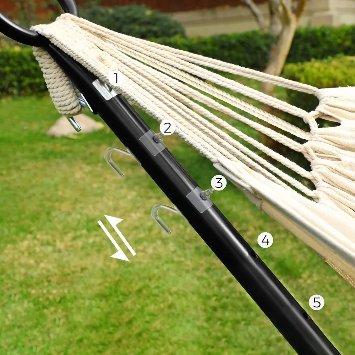 Hammock with Stand 210 x 150 cm 5 Adjustable - Image 4