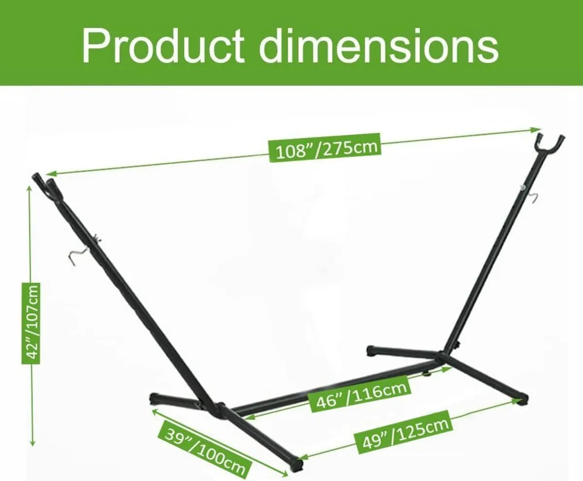 9Ft Double Hammock with Stand 550 lbs Capacity - Image 2