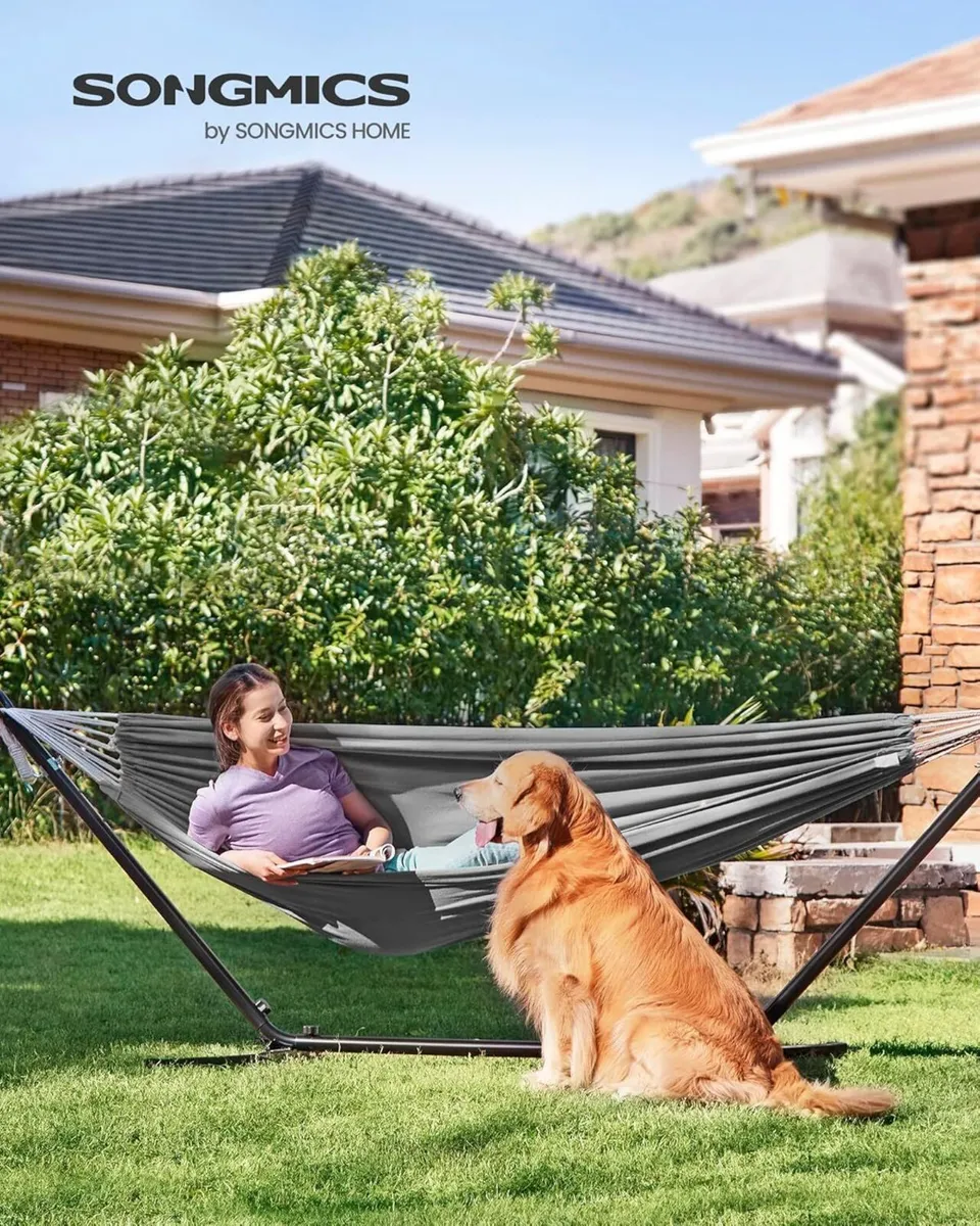 Hammock with Stand 210 x 150 cm 5 Adjustable - Image 2